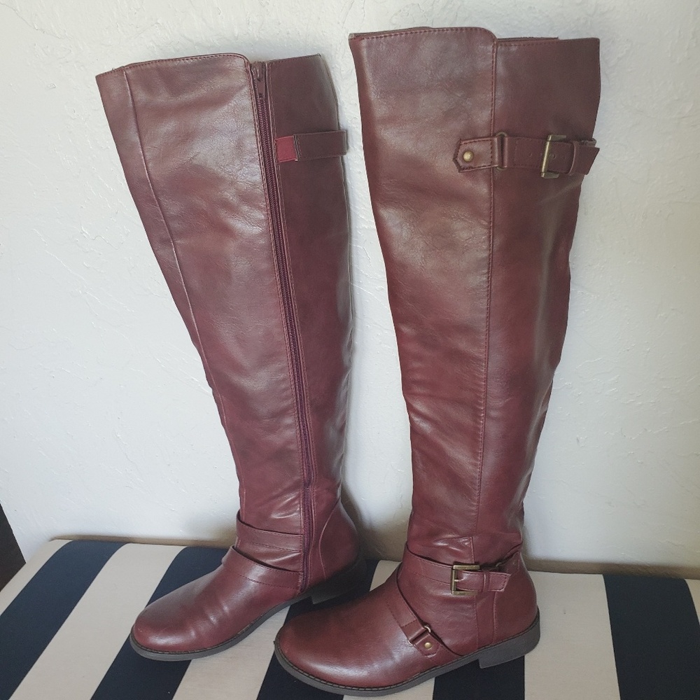 Thigh High Burgundy Boots
